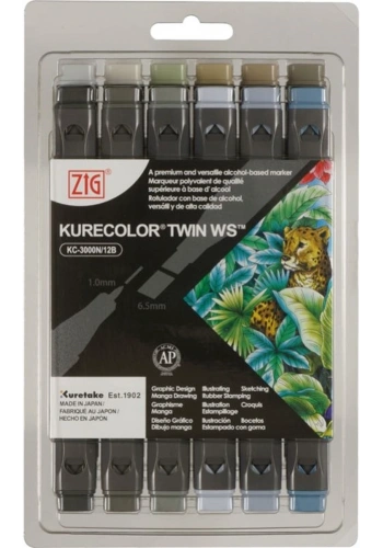Zig Kurecolor Twin S Marker Kalem Seti 12 Renk GRAY COLORS