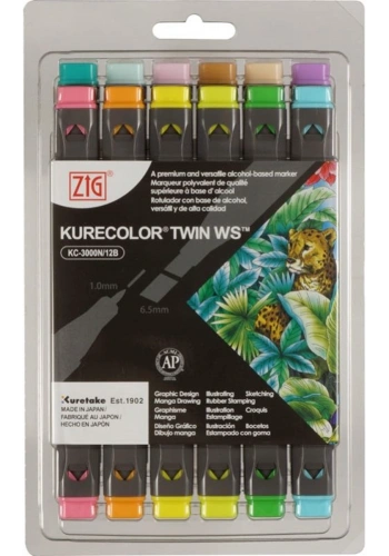 Zig Kurecolor Twin S Marker Kalem Seti 12 Renk PALE COLORS