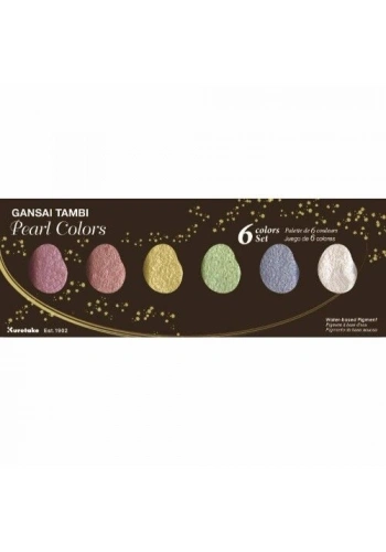Zig Kuretake Gansai Tambi Pearl Colors Sedefli Tablet Sulu Boya Seti 6 Renk