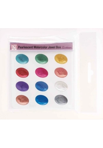 Zig Pearlescent Watercolor Jewel Box Sedefli Tablet Sulu Boya Seti 12 Renk