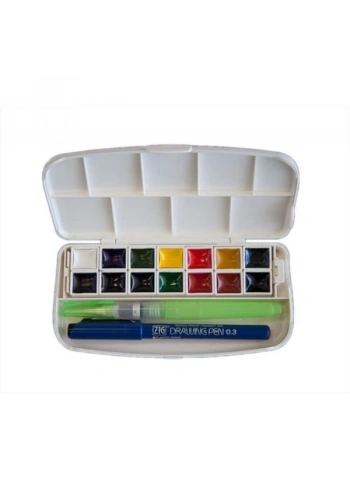 Zig Transparent Watercolor Set 14 Renk Taş Tablet Sulu Boya Seti