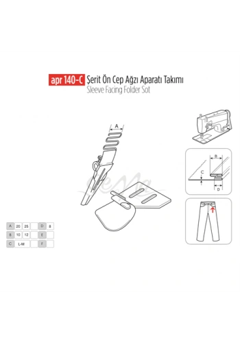 Şerit Ön Cep Ağzı Apara Set 25x12mm / APR 140-C