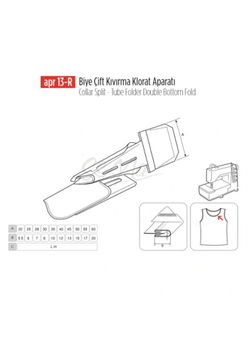 Biye Çift Kıvırma Klorat(Etek) Apara 45x13mm / APR 13-R