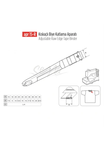 Kıskaçlı Biye Aparatı 28x14mm / APR 15-R