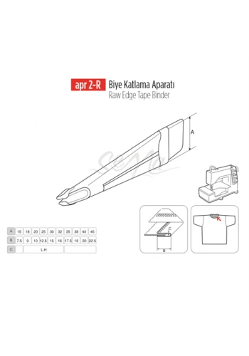 Lastik Biye Katlama Apara 30x15mm / APR 2-R