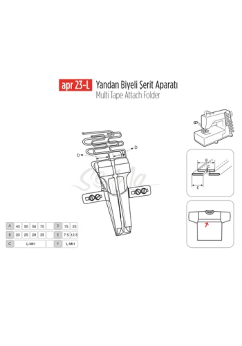 Yandan Biyeli Şerit Apara 40x20mm(20x10) / APR 23-L