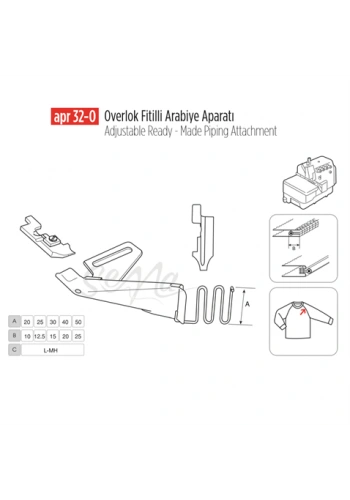 Overlok Fitilli Arabiye Apara 35x17,5mm / APR 32-O