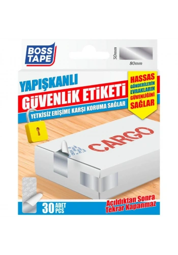 BOSS TAPE 6730 VOİD DİKDÖRTGEN GÜVENLİK ETİKETİ 30x80mm 30LU