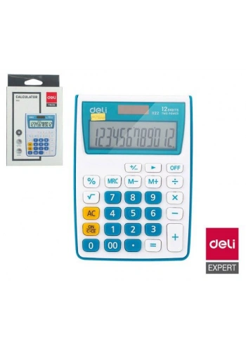 DELİ 1122 MASA ÜSTÜ HESAP MAKİNESİ 12 HANE MAVİ