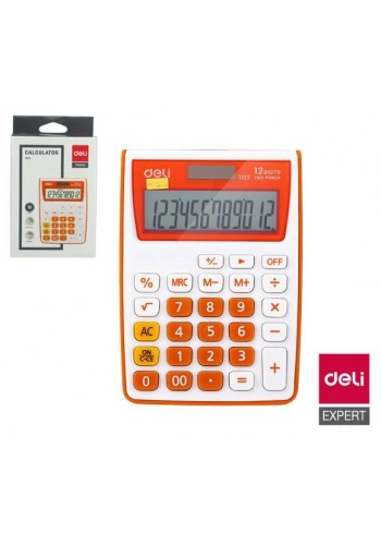 DELİ 1122 MASA ÜSTÜ HESAP MAKİNESİ 12 HANE TURUNCU