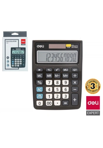 DELİ 1238 MASA ÜSTÜ HESAP MAKİNESİ 12 HANE GRİ