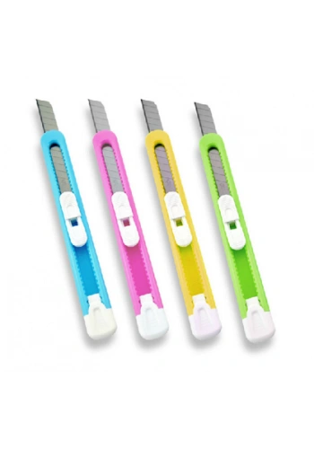 DELİ 2054 PLASTİK NEON DAR MAKET BIÇAĞI 9mm (0.4mm KALINLIK)(SK5 JAPON ÇELİĞİ)