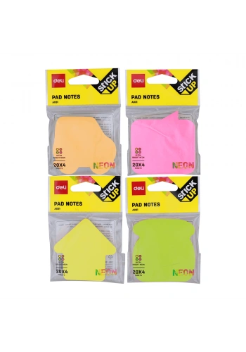 Deli Yapışkanlı Not Kağıdı 4x20yp Renk Ultra Neon A03102
