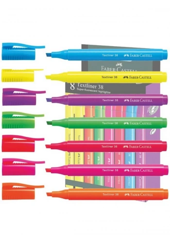 FABER-CASTELL FOSFORLU KALEM 38 NEON 8 RENK (157778)