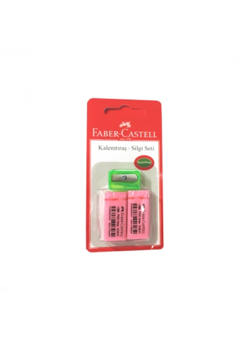 Faber Castell Renkli Silgi 2 Adet + Plastik Kalemtraş