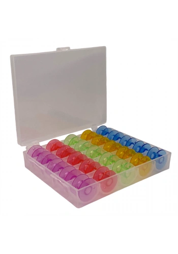 Kingstar Ev Tipi Aile Dikiş Makinesi 25li Şeffaf Masura Saklama Kutusu (25 Adet Masuralı)