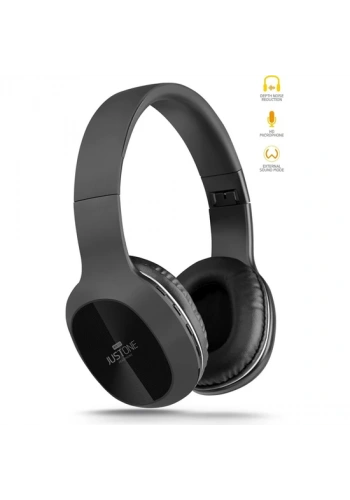 POWERWAY JUSTUNE BLUETOOTH KAFA BANTLI KULAKLIK SİYAH