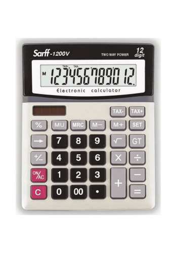 Sarff 1200V Pilli-Güneş Enerjili Hesap Makinesi 12 Haneli