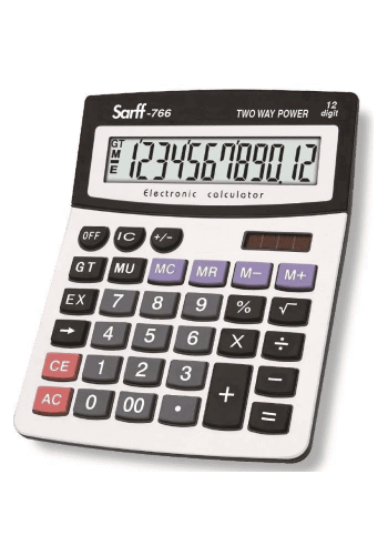 Sarff 766 Hesap Makinesi Pilli-Güneş Enerjili 12 Haneli