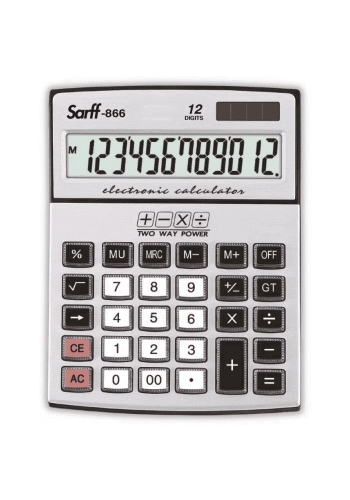 Sarff 866 Güneş Enerjili-Pilli Hesap Makinesi 12 Haneli Güneş Enerjili-Pilli