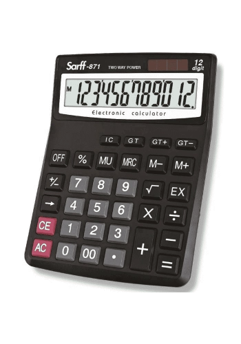 Sarff 871 Pilli-Güneş Enerjili Hesap Makinesi 12 Haneli