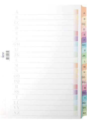 SERVE 5120 KARTON AYRAÇ A4 A-Z PASTEL