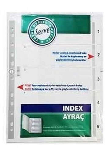 SERVE 6305 PLASTİK AYRAÇ A4 1-5 RAKAM