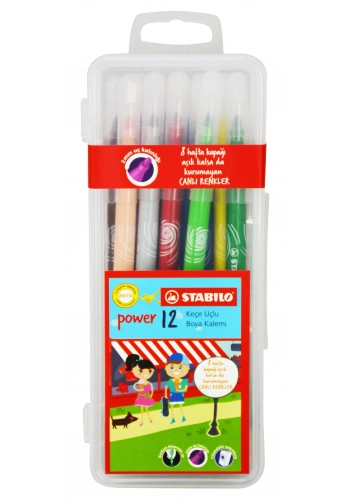 Stabilo Power Keçeli Kalem Seti 12 Renk Kutu