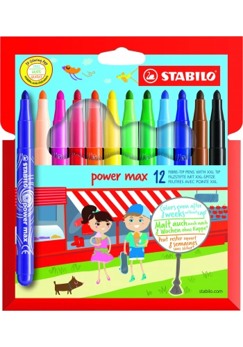 Stabilo Power Max Kalın Uçlu Keçeli Kalem Seti 12 Renk Paket