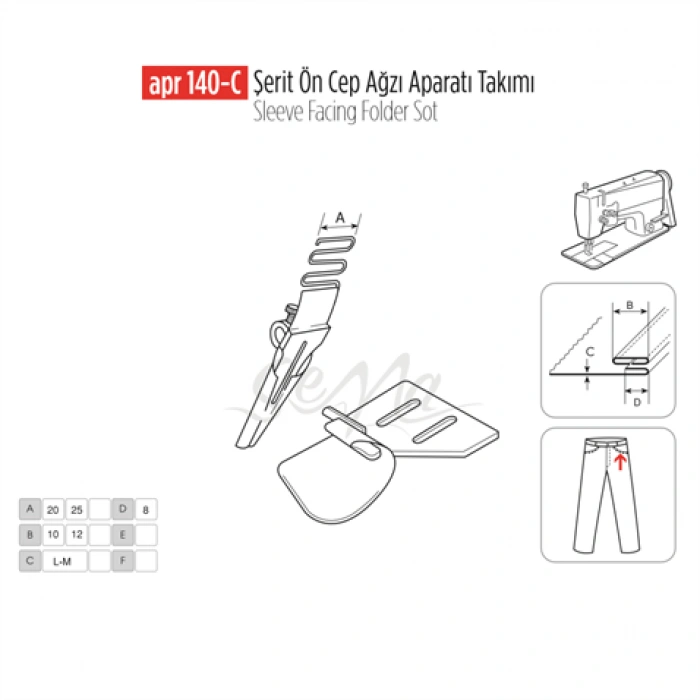 Şerit Ön Cep Ağzı Apara Set 25x12mm / APR 140-C