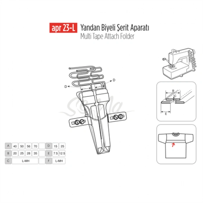 Yandan Biyeli Şerit Apara 40x20mm(20x10) / APR 23-L