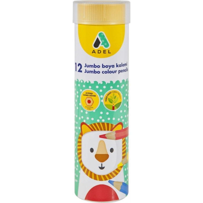 ADEL JUMBO KURU BOYA TAM BOY 12 RENK METAL TÜP (510013)