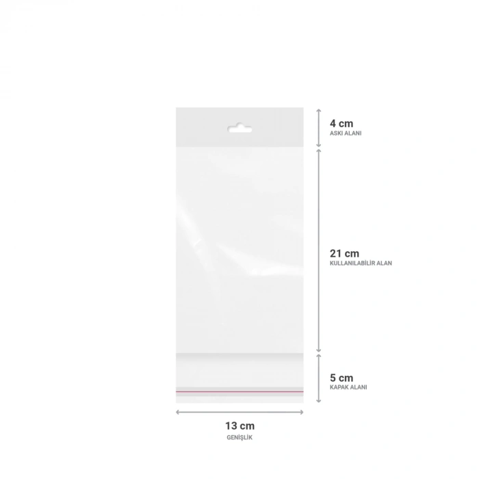 Askılı (Meksika Şapka) Bantlı Şeffaf Opp Torba 13x21+9 cm - 500 Adet