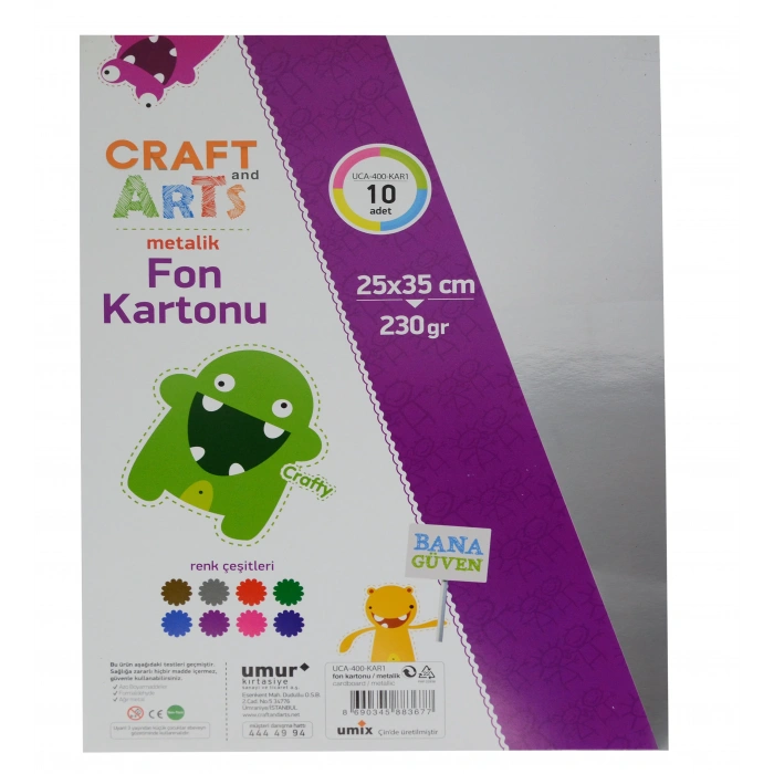 Craft And Arts Metalik Fon Kartonu 230 Gr 10lu 25x35 Poşetli