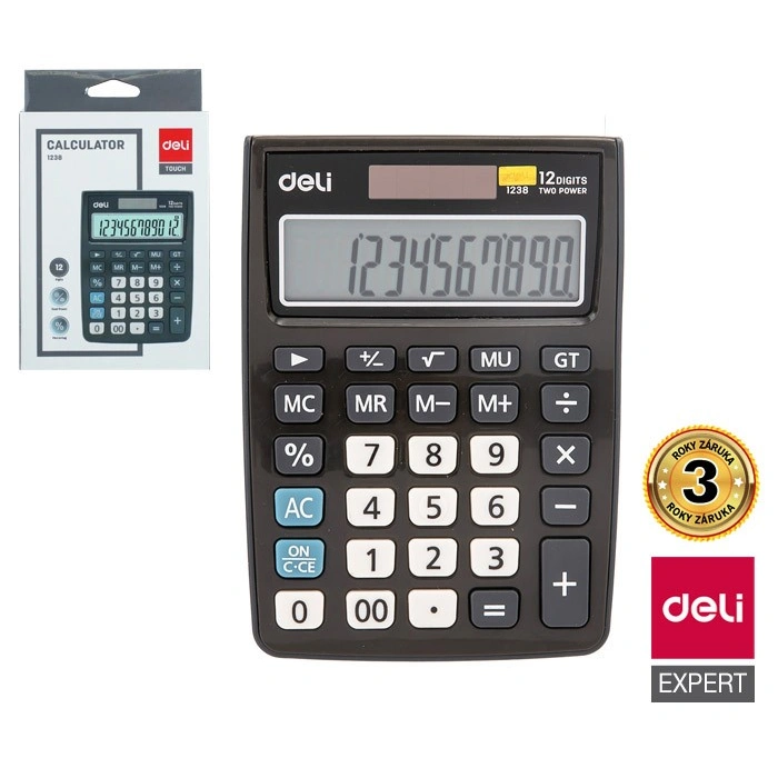 DELİ 1238 MASA ÜSTÜ HESAP MAKİNESİ 12 HANE GRİ