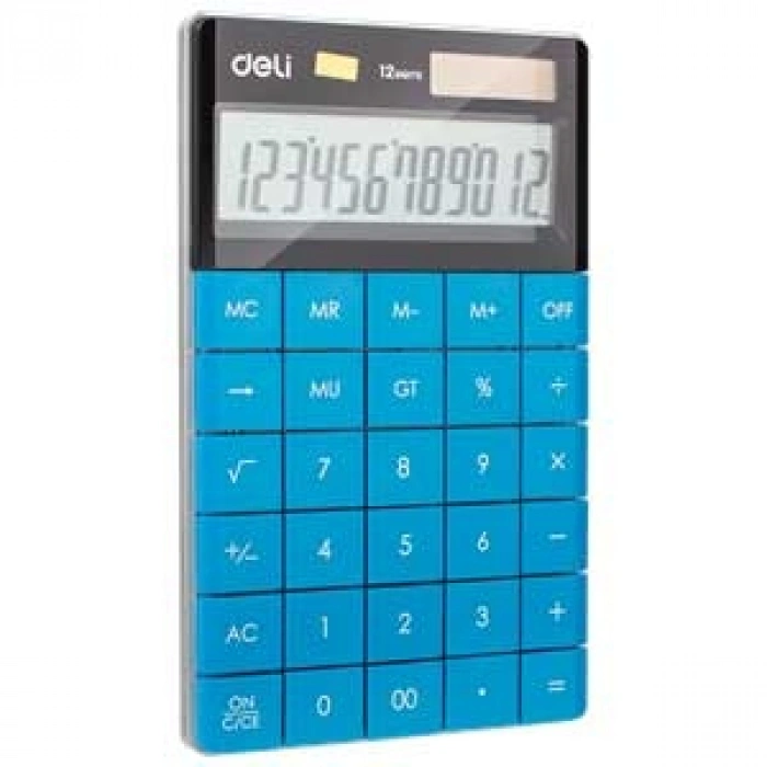 DELİ 1589 MASA ÜSTÜ HESAP MAKİNESİ 12 HANE MAVİ