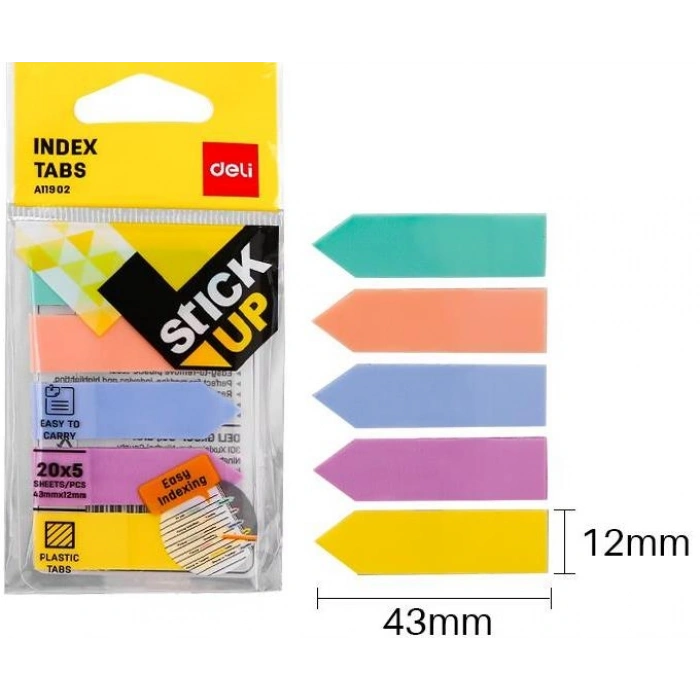 DELİ A11902 İNDEKS İŞARET BANDI OK 43x12 5 RENK PASTEL