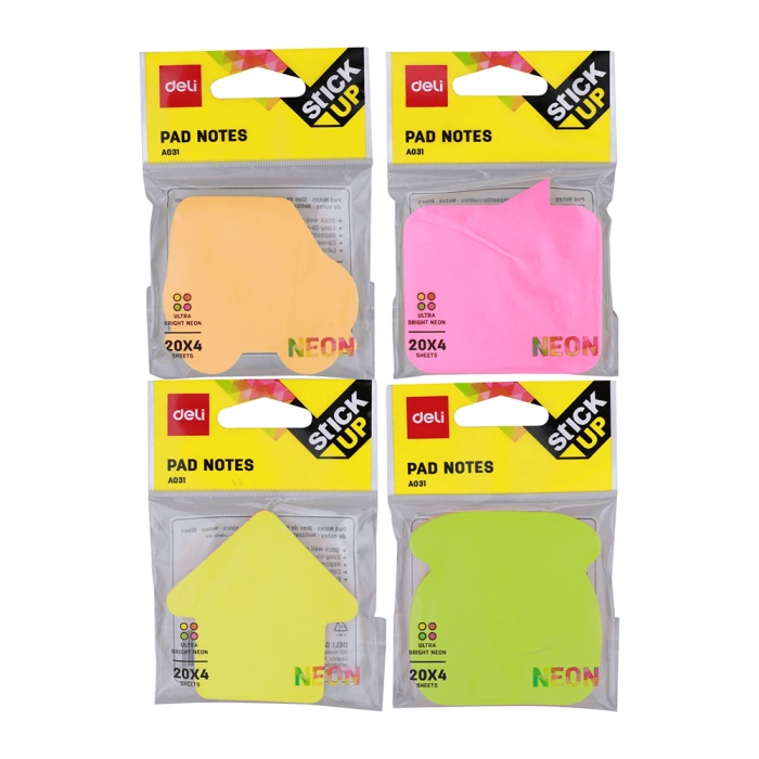 Deli Yapışkanlı Not Kağıdı 4x20yp Renk Ultra Neon A03102