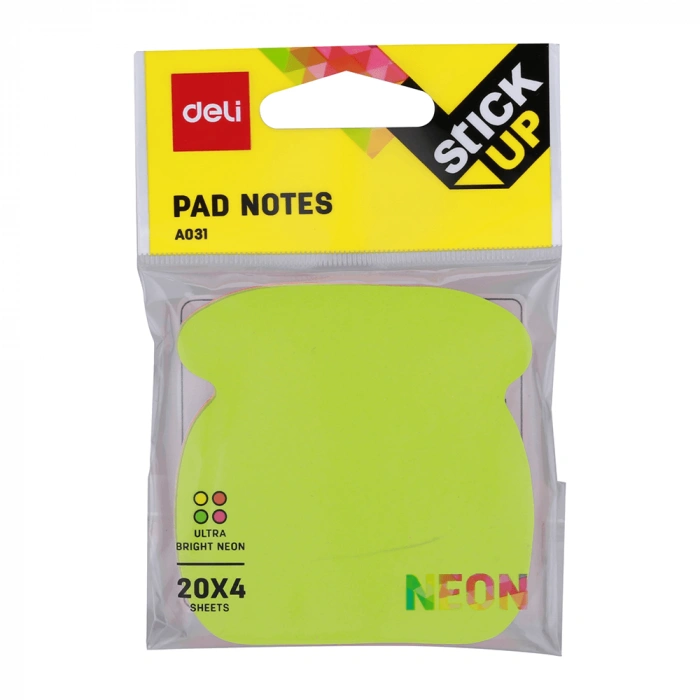 Deli Yapışkanlı Not Kağıdı 4x20yp Renk Ultra Neon A03102