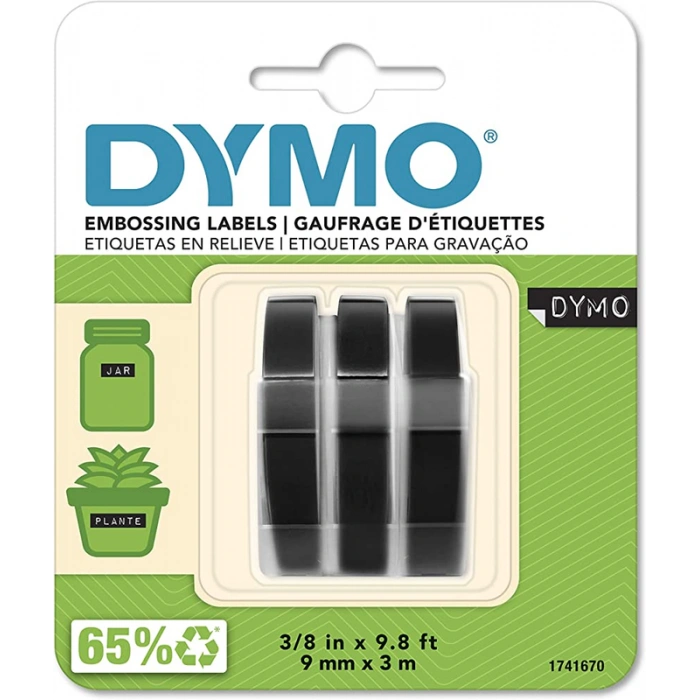 DYMO KABARTMA ŞERİT 9mmx3m SİYAH 3LÜ BLİSTER (S0847730)