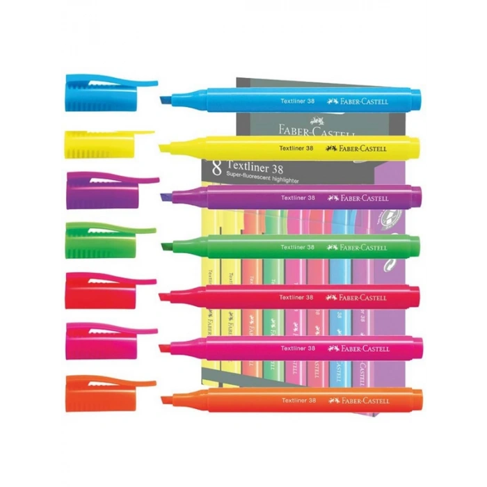 FABER-CASTELL FOSFORLU KALEM 38 NEON 8 RENK (157778)