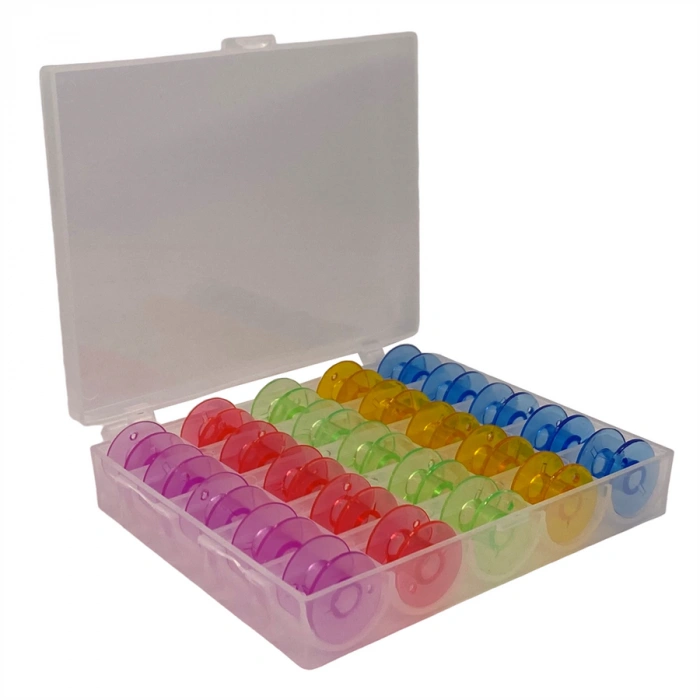 Kingstar Ev Tipi Aile Dikiş Makinesi 25li Şeffaf Masura Saklama Kutusu (25 Adet Masuralı)