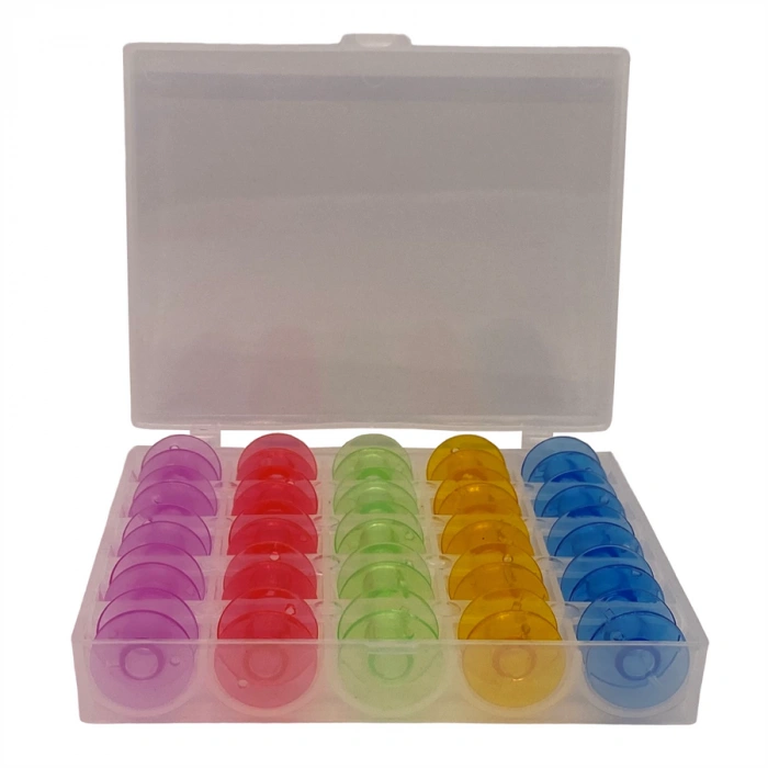 Kingstar Ev Tipi Aile Dikiş Makinesi 25li Şeffaf Masura Saklama Kutusu (25 Adet Masuralı)