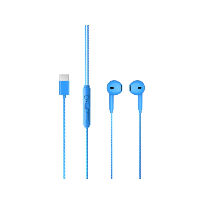 LECOO EH104C-BL KABLOLU KULAK İÇİ MİKFORONLU KULAKLIK TYPE-C MAVİ