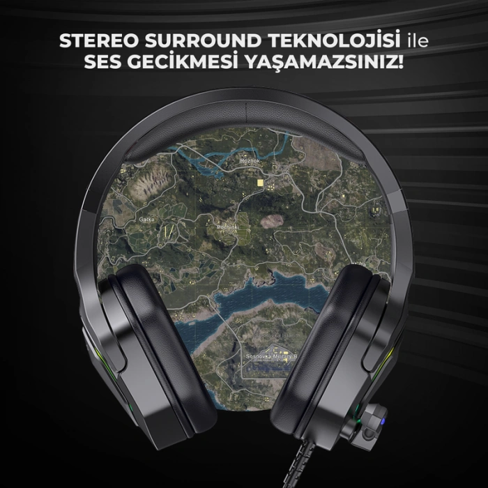 LECOO HT403 KABLOLU KULAKLIK  KONNEKTÖR ADAPTÖRLÜ RGB AYDINLATMALI SİYAH