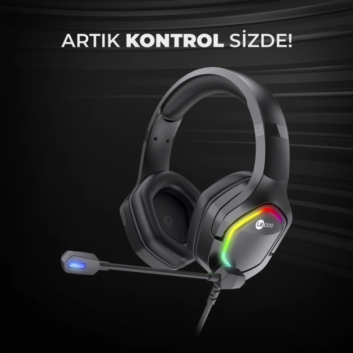 LECOO HT403 KABLOLU KULAKLIK USB2.0 RGB AYDINLATMALI SİYAH
