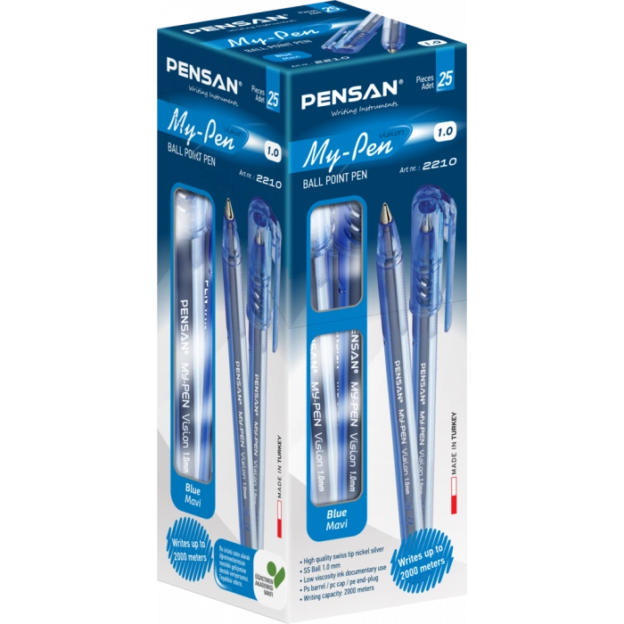 Pensan 2210 My-Pen Mavi Tükenmez Kalem (25 li Paket)