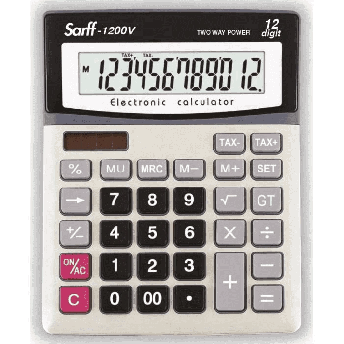 Sarff 1200V Pilli-Güneş Enerjili Hesap Makinesi 12 Haneli