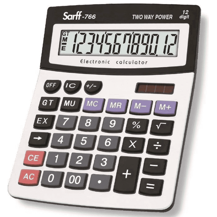 Sarff 766 Hesap Makinesi Pilli-Güneş Enerjili 12 Haneli