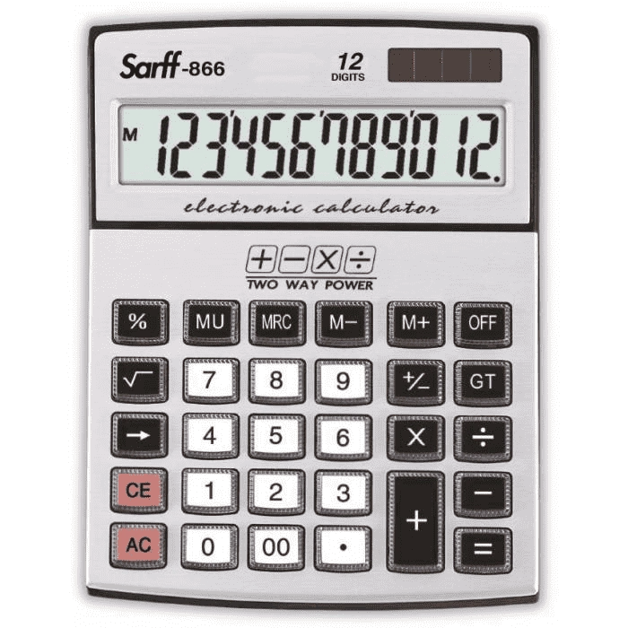 Sarff 866 Güneş Enerjili-Pilli Hesap Makinesi 12 Haneli Güneş Enerjili-Pilli